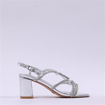 Una Healy Dilemma Strappy Block Heel - Silver Sparkle